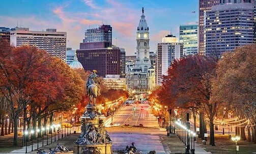 City-View Room at 4-Star Loews Philadelphia Hotel in Fall